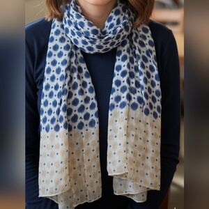 bebe Navy and Cream Polka Dot Scarf